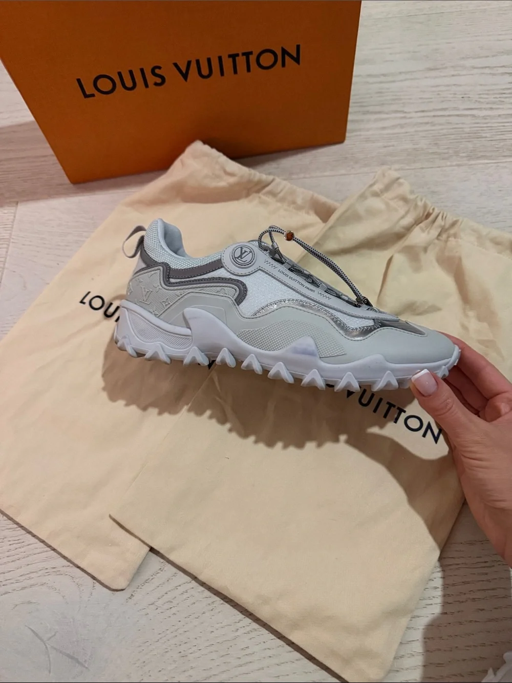 Louis Vuitton Rush Sneaker In Argent Size 7/37 Gray Silver Chunky Made In Italy